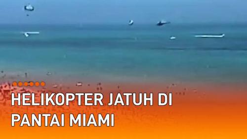 VIDEO: Viral Helikopter Jatuh di Pantai Miami