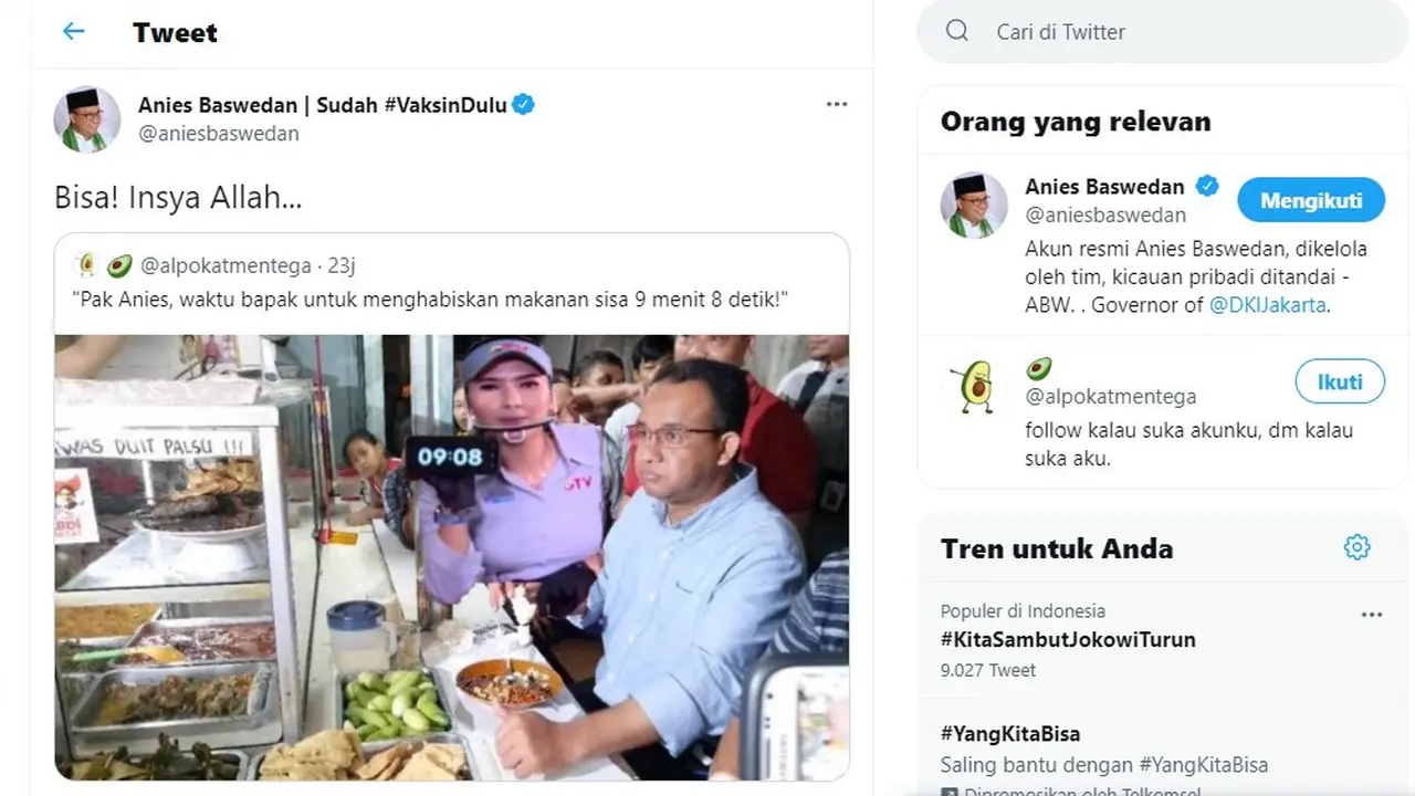 Gubernur DKI Jakarta Anies Baswedan merespons meme gambar dirinya