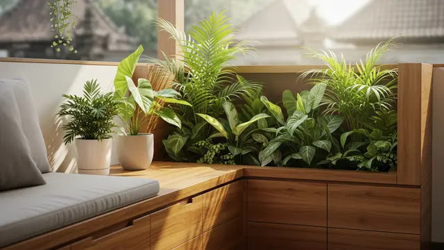 Teras dengan Planter Bench Multifungsi