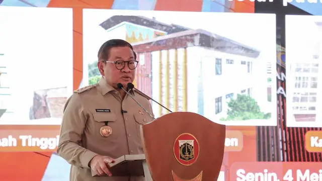 Gubernur DKI Jakarta Pramono Anung saat meresmikan empat kantor lurah di Jakarta, Senin (4/5/2026).