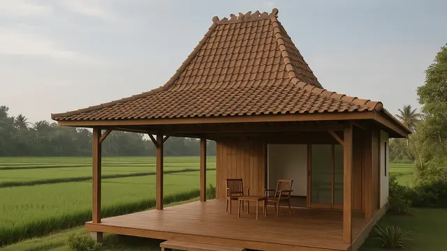 Model Rumah Joglo Minimalis Tepi Sawah