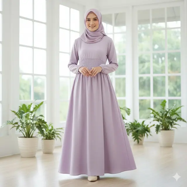 Gamis Flare Polos Warna Pastel