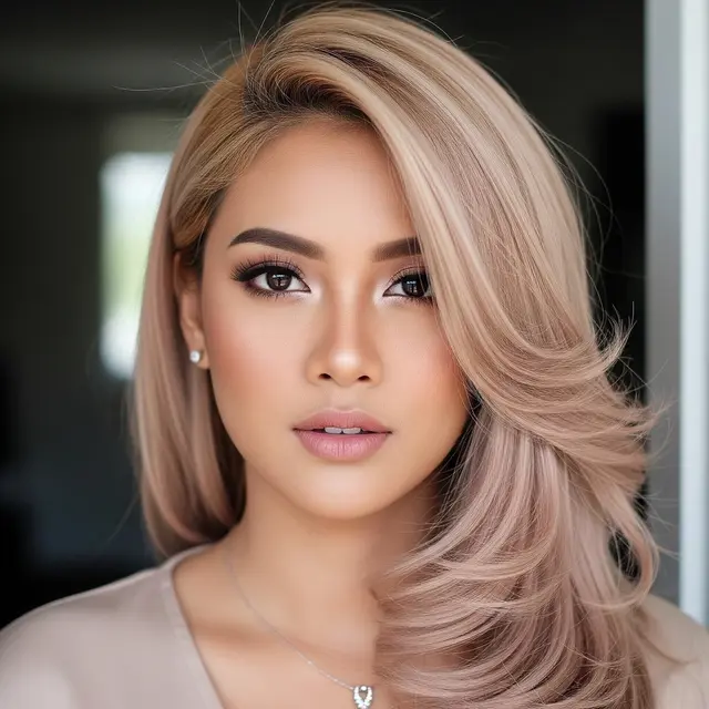 Model Rambut Layer Panjang Cat Pirang