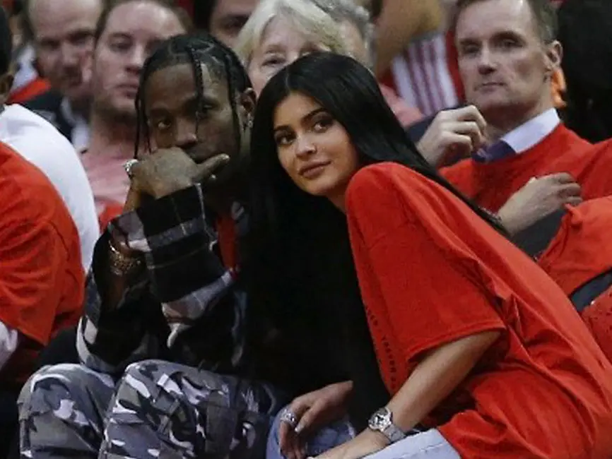 Kylie Jenner dan Travis Scott. (AFP/Bob Levey)