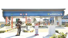 Presiden Joko Widodo memberi sambutan saat meresmikan jalan tol Solo-Ngawi ruas Kartasura-Sragen, Minggu, (15/7). Presiden mengungkapkan rasa senangnya karena jalan tol ruas Kartasura-Sragen telah selesai dibangun. (Liputan6.com/Pool/Biro Pers Setpres)