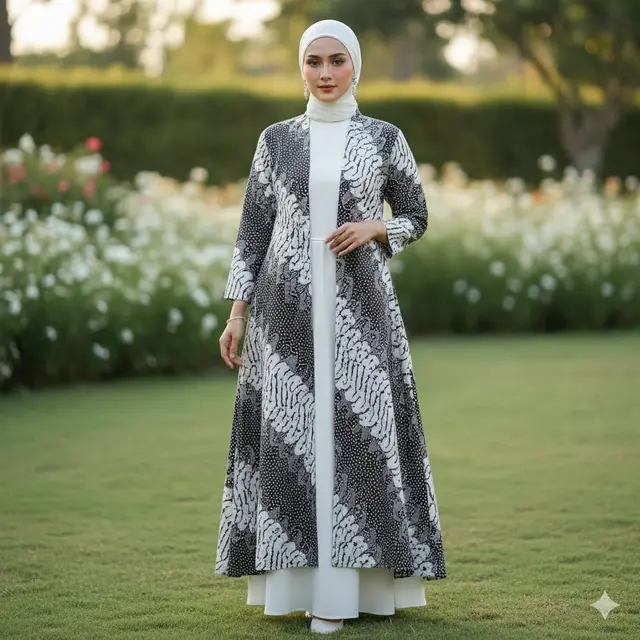 12 Model Outer Batik Panjang dengan Dress Polos untuk Kondangan Outdoor 2025, Elegan dan Nyaman Dipakai