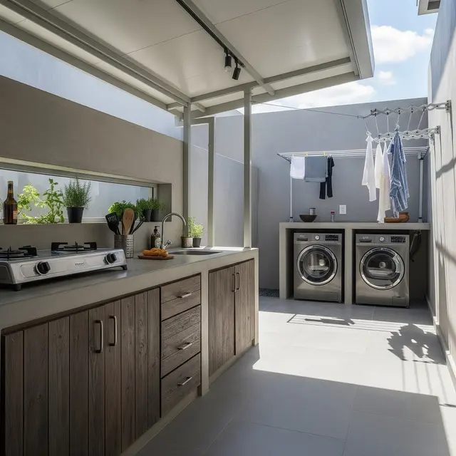 Dapur Rumah Kecil Multifungsi untuk Masak dan Cuci Baju