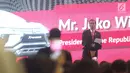 Presiden Joko Widodo (Jokowi) memberi sambutan pada peresmian ekspor perdana Mitsubishi Xpander di IPC Car Terminal, Cilincing, Jakarta, Rabu (25/4). Mitsubishi Motors secara resmi melakukan ekspor perdana Mitsubishi Xpander. (Liputan6.com/Angga Yuniar)