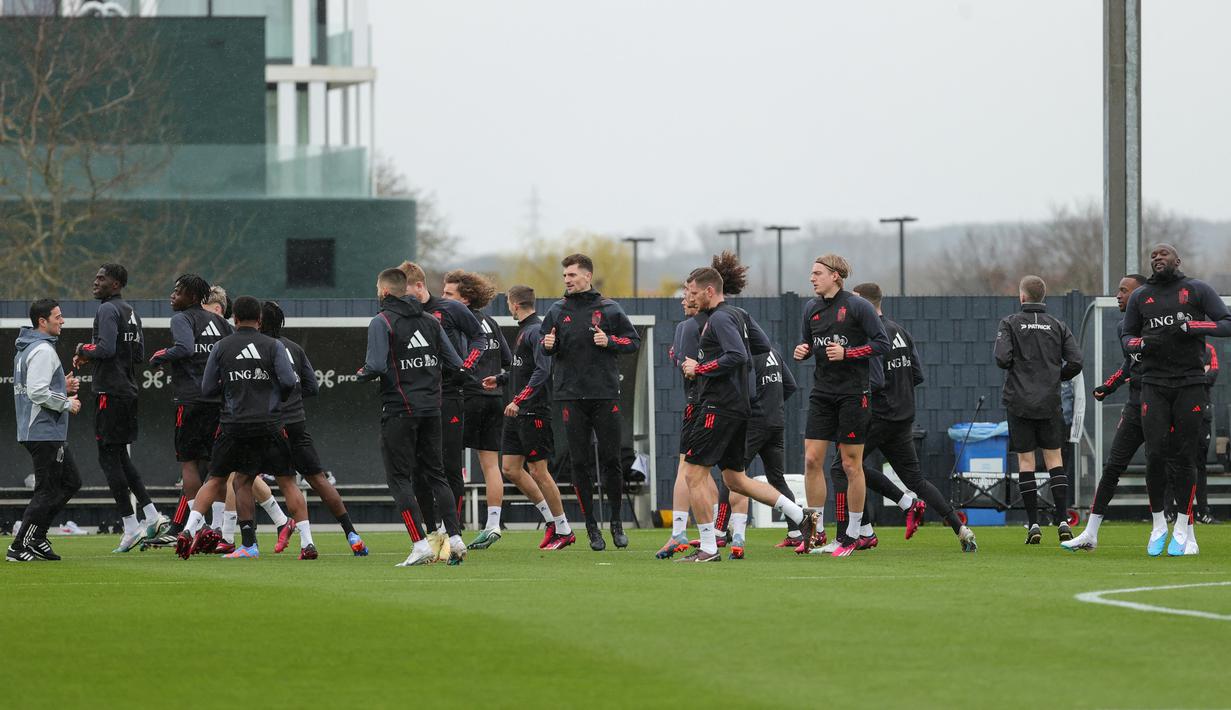 Empat hari kemudian, Belgia akan melakukan laga uji coba menghadapi Jerman di Cologne. (Photo by VIRGINIE LEFOUR / Belga / AFP)