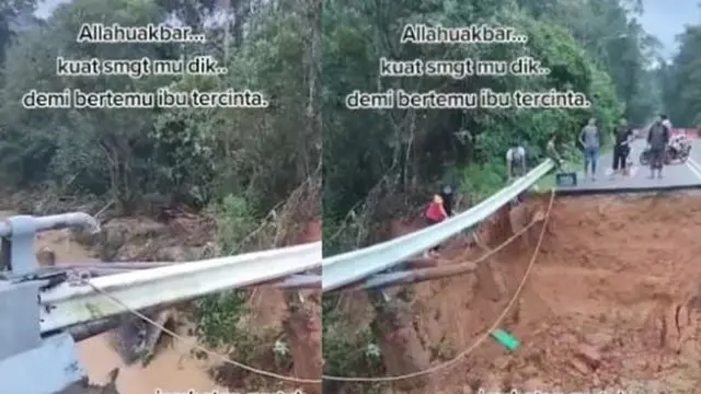 Demi Bertemu Ibu, Wanita Ini Rela Pertaruhkan Nyawa Melewati Jembatan Rusak