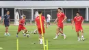 Timnas Indonesia menggelar sesi latihan resmi jelang laga melawan Saint Kitts and Nevis. Tampak dalam foto, para pemain Timnas Indonesia menggelar sesi latihan resmi jelang melawan Saint Kitts and Nevis pada laga perdana FIFA Series 2026 di Stadion Madya, Kompleks Gelora Bung Karno, Jakarta, Kamis (26/3/2026). (Bola.com/M Iqbal Ichsan)