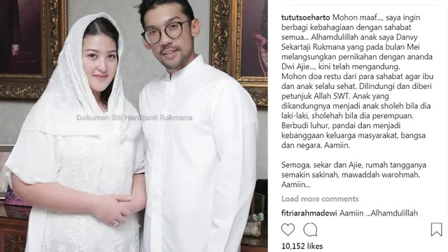 Danvy Sekartaji Indri Haryanti dan suami (Instagram/ @tututsoeharto)