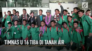 Setelah mengiikuti kejuaraan sepak bola U 16 Jenesys Cup 2018 di Jepang, rombongan tim nasional tiba di Terminal 3 Bandara Soekarno Hatta.