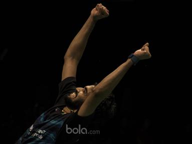 Tunggal putra India, Kidambi Srikanth, berhasil menjadi juara BCA Indonesia Open 2017 di JCC, Jakarta, Minggu (18/6/2017). (Bola.com/Vitalis Yogi Trisna)