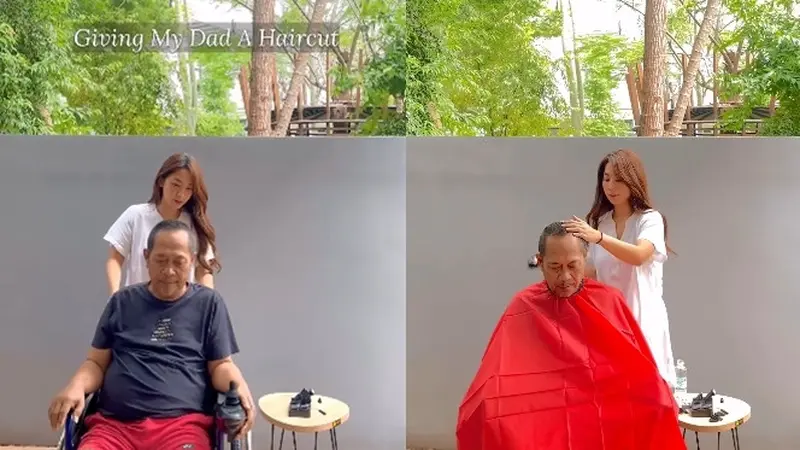 Bikin Haru, Ini 7 Momen Dinda Kirana Cukur Rambut Ayah yang Alami Stroke