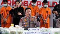 Konferensi pers pengungkapan peredaran sabu 276 kilogram di Polda Riau. (Liputan6.com/M Syukur)