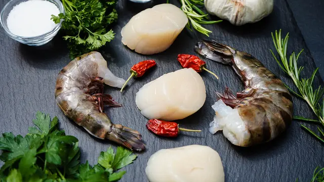 scallop udang mentah segar