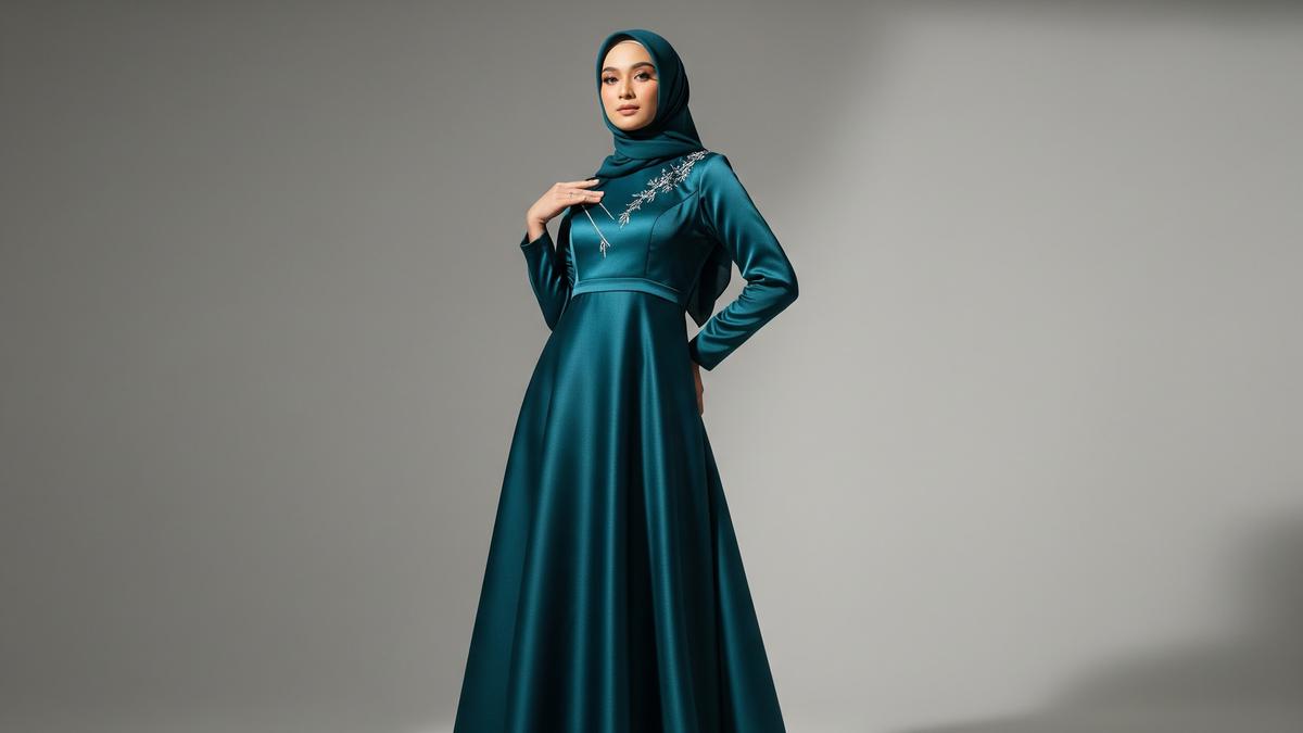 8 Model Gamis Warna Teal Terbaru Prediksi Tren 2026, Dari Minimalis hingga Glamour