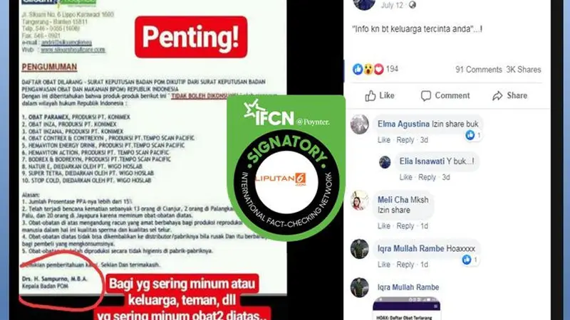 [Cek Fakta] BPOM Larang Peredaran Sejumlah Obat-Obatan, Faktanya?