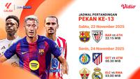 Jadwal Live Streaming LaLiga 2025/26 Pekan ke-13, Tayang Eksklusif di Vidio