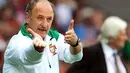 The coach of the Portuguese national football team Luiz Felipe Scolari gestures during the Euro 2008 Championships Group A football match Czech Republic vs. Portugal on June 11, 2008 at Stade de Geneve in Geneva, Switzerland. AFP PHOTO DIMITAR DILKOFF