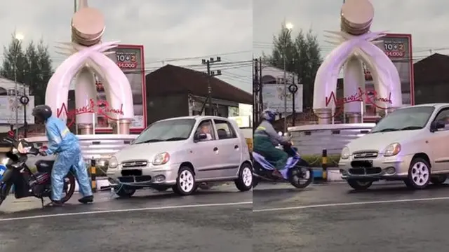 Dorong kendaraan mogok (TikTok/@sindisahitaaaaa)