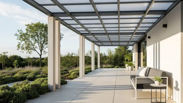 Desain Teras Rumah Atap Baja Ringan (AI)