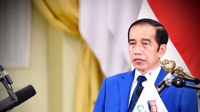 Jokowi  menghadiri rangkaian  KTT G-20 secara virtual dari Istana Kepresidenan Bogor, Minggu (22/11/2020) malam. (Foto: Biro Pers Sekretariat Presiden)