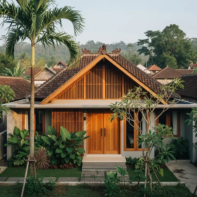 Rumah Minimalis 1 Lantai Atap Limas di Desa (Gemini AI)