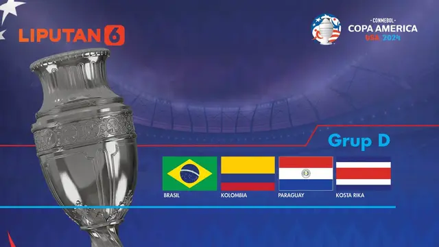 Banner Grafis Copa America 2024 Grup D : Brasil, Kolombia, Paraguay, Kosta Rika
