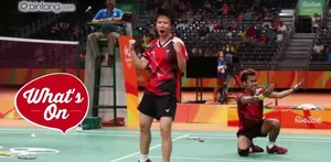 Lagu Indonesia Raya berkumandang di Rio de Janeiro setelah ganda campuran, Tontowi Ahmad dan Lilyana Natsir berhasil mendapatkan medali emas.
