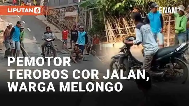 Pekerjaan cor jalan kembali dibuat kacau oleh pengendara. Dalam video yang viral, seorang pria bermotor nekat menerobos proyek cor jalan. Aksi itu dilakukan saat cor jalan tengah dikerjakan warga.