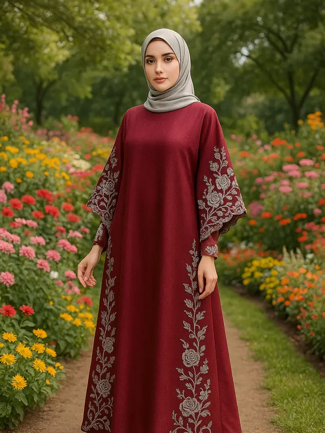 Gamis Kaftan Simple Tapi Terlihat Mewah