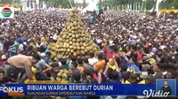 Festival Durian di Pekalongan ricuh akibat ribuan warga rebutan durian hingga tak sedikit warga yang lemas dan nyaris pingsan. (Tangkapan Layar Fokus Indosiar)