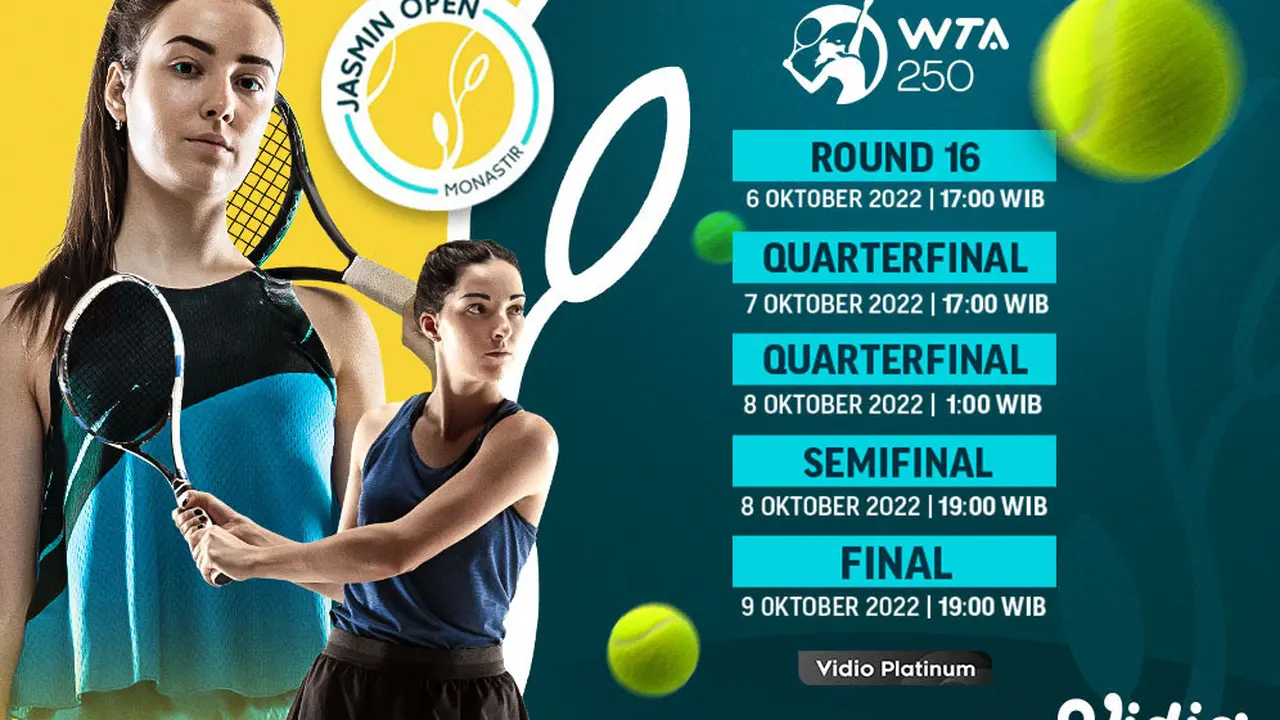 Dapatkan Link Live Streaming WTA 250 Jasmin Open 2022 di Vidio 6 sampai 9 Oktober : Babak 16 Besar Hingga Final
