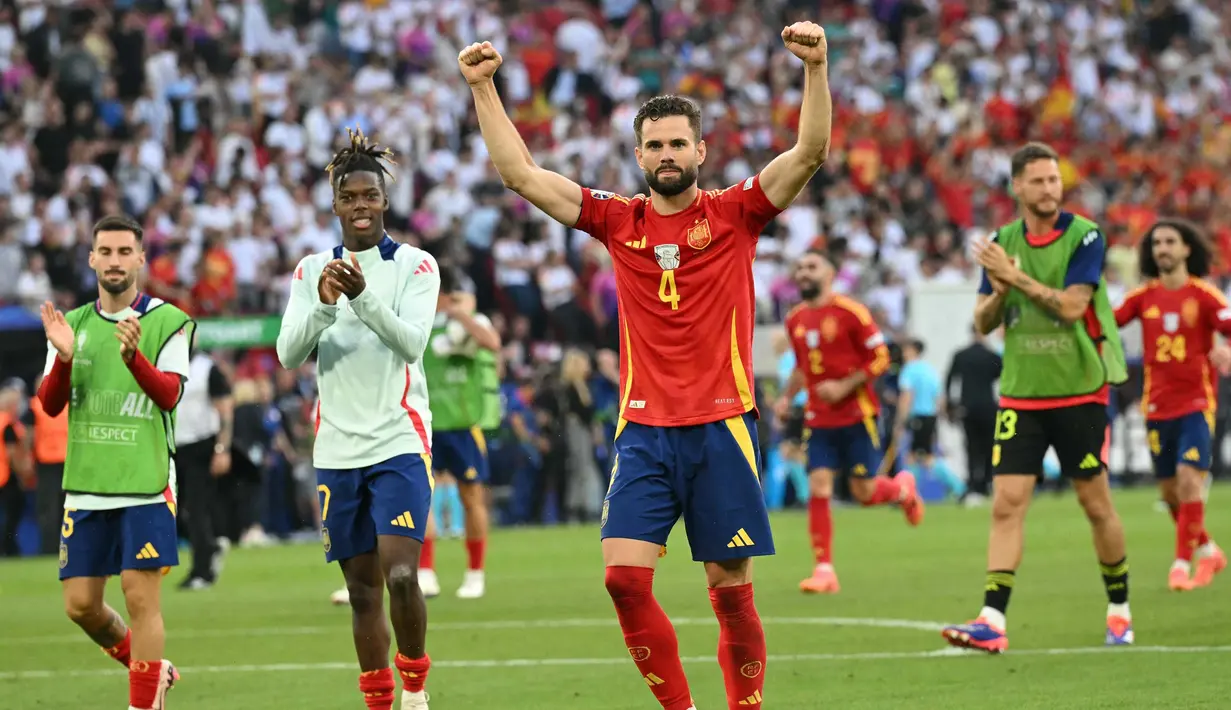 Kemenangan atas Jerman, mengantar Spanyol melaju ke babak semifinal Euro 2024. La Roja akan berhadapan dengan Prancis. (THOMAS KIENZLE/AFP)