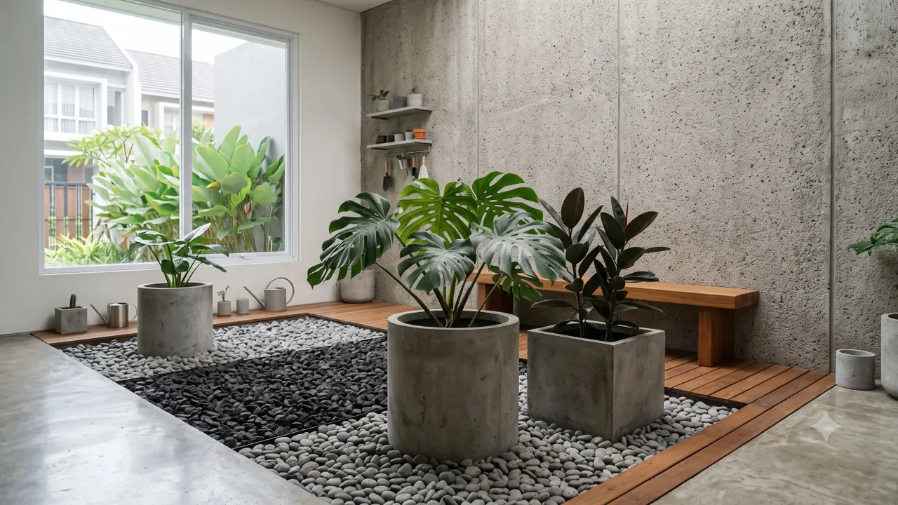 Taman Kering di Dalam Rumah Minimalis
