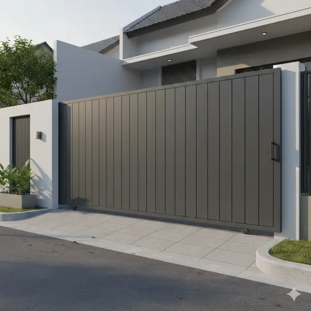 Pagar Rumah Kecil Minimalis dengan Pintu Sliding