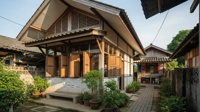 Desain Rumah Kampung Sederhana yang Adem saat Musim Kemarau (AI)