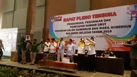 Pencabutan nomor urut pasangan cagub-cawagub Pillkada Sulsel 2018 di Makassar, Selasa (13/2/2018).(Liputan6.com/Fauzan)