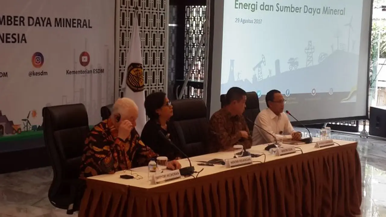 Konferensi pers pemerintah dengan Freeport mengenai perubahan status Kontrak Karya (KK). (Pebrianto/Liputan6.com)