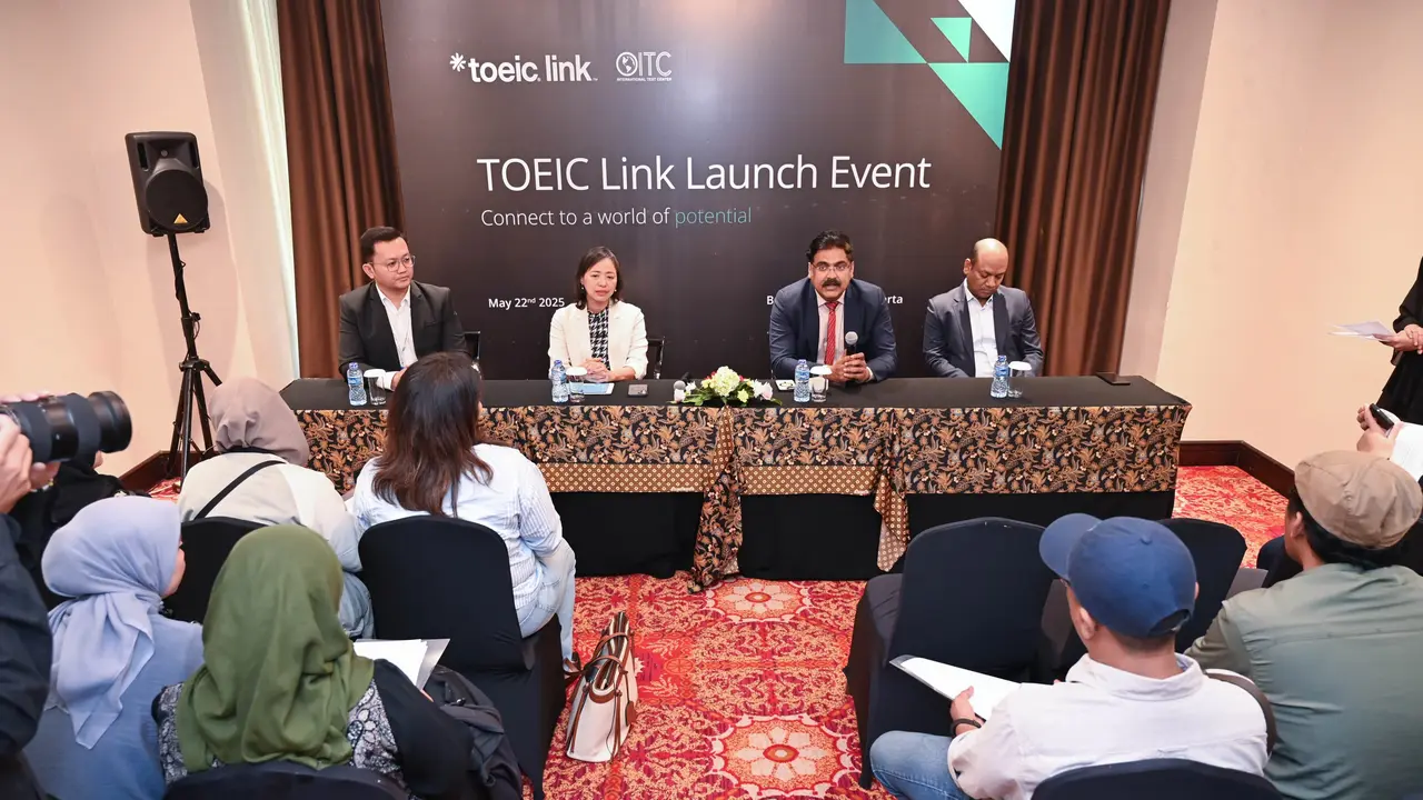 Educational Testing Service (ETS) meluncurkan TOEIC Link, sebuah inovasi asesmen kecakapan bahasa Inggris berbasis digital generasi terbaru, Kamis (22/5/2025). (Dok ETS)