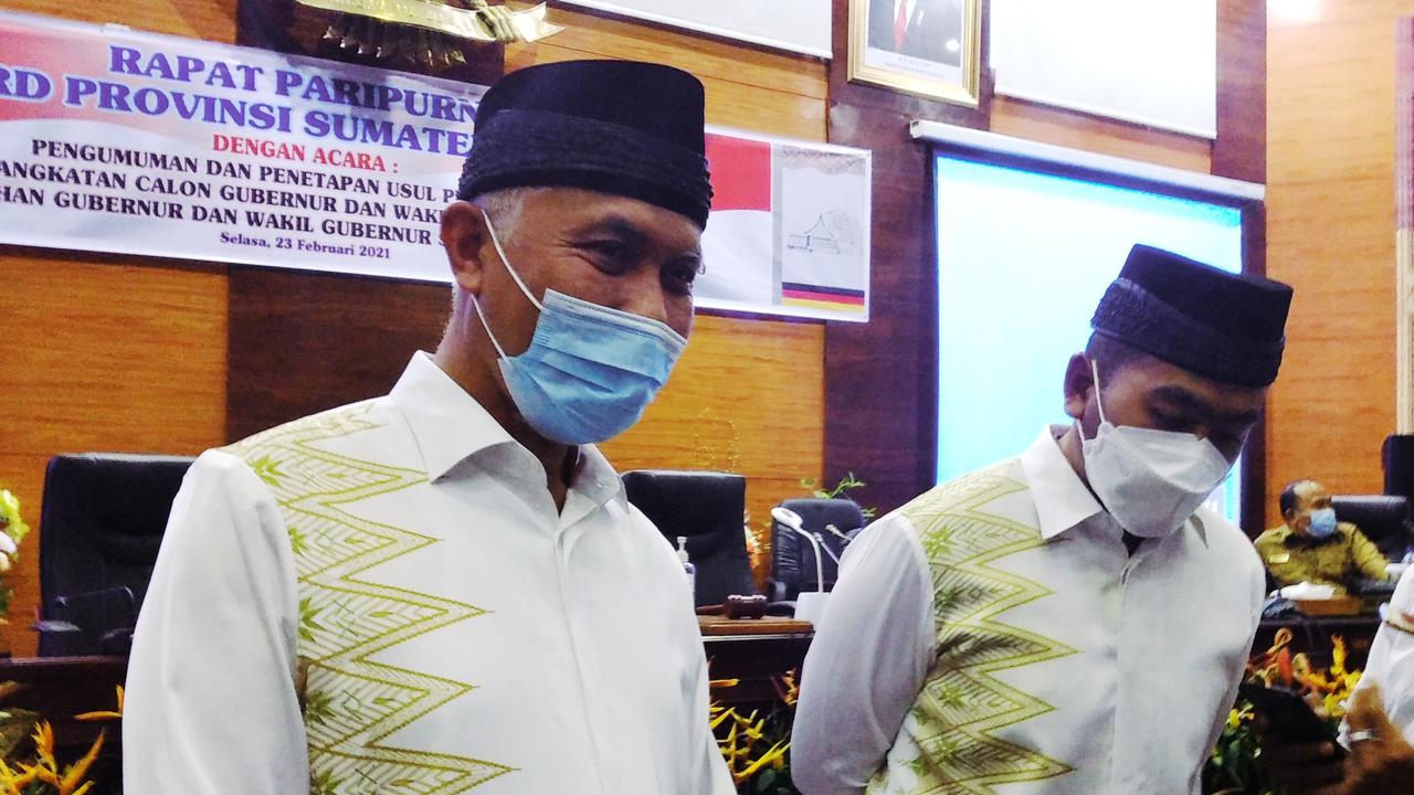 Gubernur dan wakil gubernur sumatera Barat terpilih, Mahyeldi-Audy Joinaldy. (liputan6.com/ Novia Harlina)