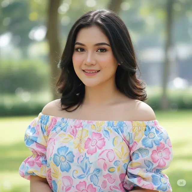 Blouse Batik Sabrina Lengan Puff Warna Pastel