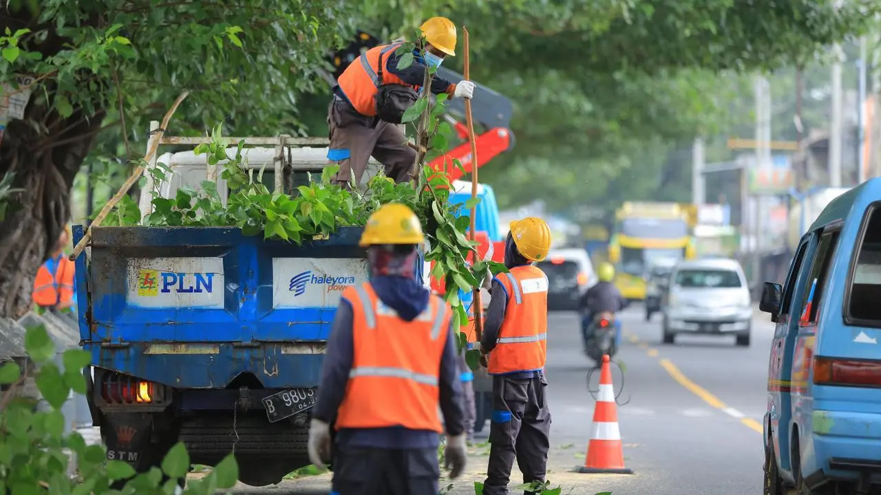 PLN Jatim yang terbagi ke dalam 83 regu melaksanakan gerebek penyulang. (Dian Kurniawan/Liputan6.com)