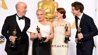 Para pemenang Oscar 2015 yakni Julianne Moore, Eddie Redmayne, Patricia Arquette, dan J.K. Simmons. (foto: dailymail)