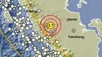 Gempa Magnitudo 3,7 menggetarkan wilayah Merangin Jambi, Jumat pagi (22/12/2023). (Liputan6.com/ Dok BMKG)