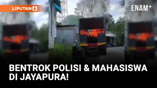 VIDEO: Truk Polisi Dibakar Mahasiswa saat Demo Kenaikan UKT di Papua