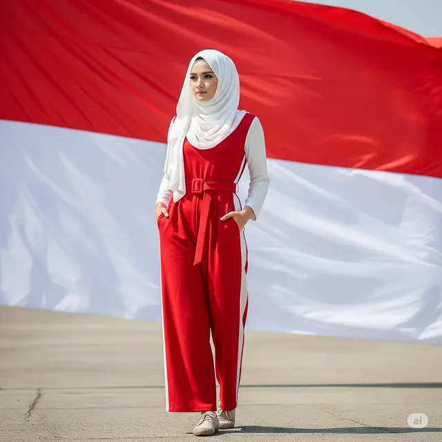Outfit Lomba 17 Agustus untuk Muslimah.