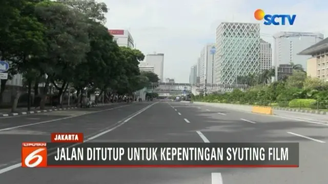 Syuting film “22 Menit” tentang bom Thamrrin masih berlanjut, sebagian ruas Jalan MH Thamrin, Jakarta Pusat ditutup.